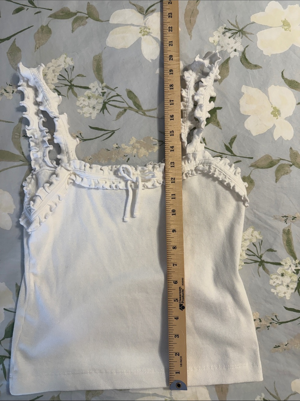 Maeve White Ruffled Ribbed Tank - Picture 4 of 4